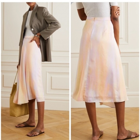 NWT VINCE Rainbow Wash Drape Asemetrical MIDI Skirt pastel pink - Picture 1 of 6